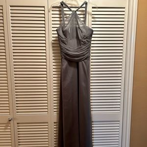 Belsoie gray full length formal gown